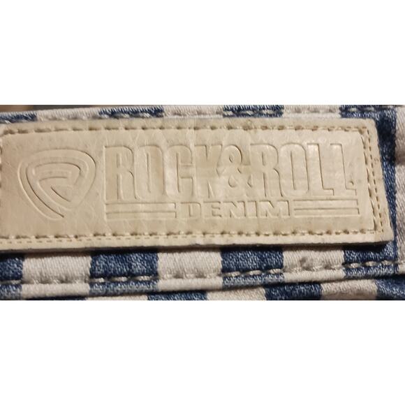 Rock & Roll Denim Womens Stripe High-Rise Flare Jeans tag 30x34 actual 30Wx31L - Picture 6 of 11